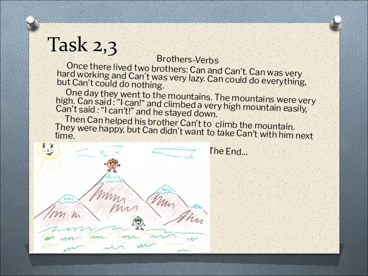 Task 2,3 Brothers-Verbs Once there lived two brothers: Can and Can’t. Can