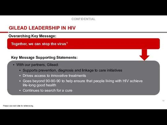 GILEAD LEADERSHIP IN HIV Together, we can stop the virus1 Overarching Key