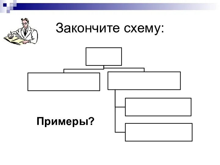 Закончите схему: Примеры?