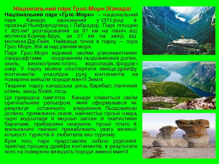 Національний парк Грос-Морн (Канада) Національний парк «Грос-Морн» — національний парк Канади, заснований