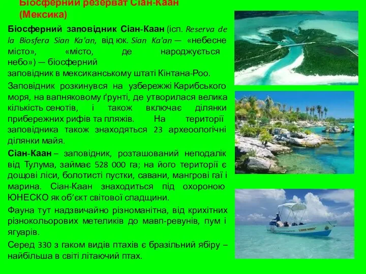 Біосферний резерват Сіан-Каан (Мексика) Біосферний заповідник Сіан-Каан (ісп. Reserva de la Biosfera