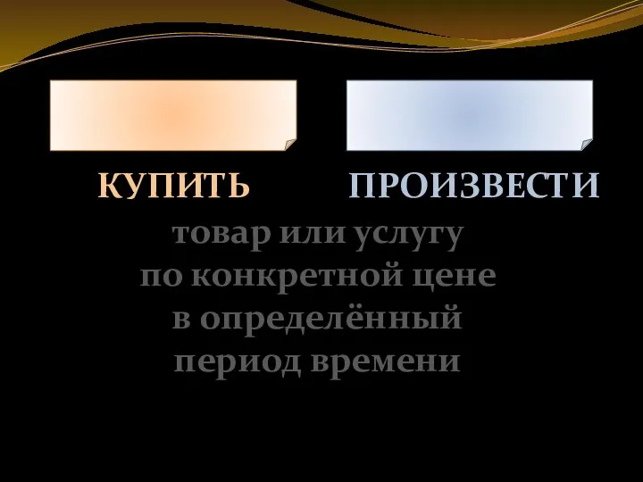 КУПИТЬ ПРОИЗВЕСТИ товар или услугу по конкретной цене в определённый период времени