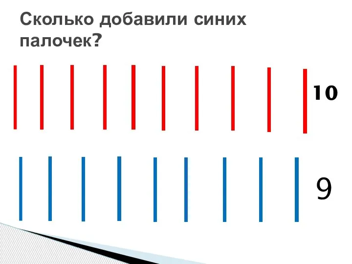 Сколько добавили синих палочек? 10 9