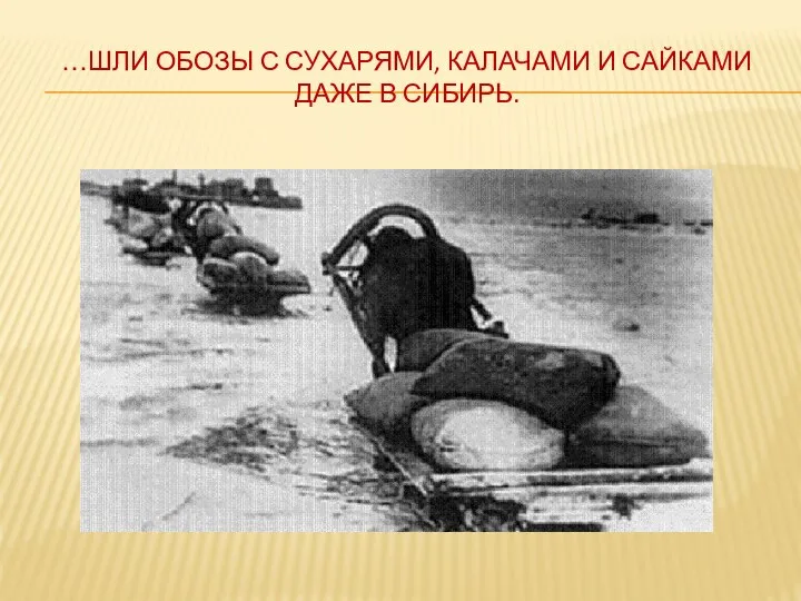 …ШЛИ ОБОЗЫ С СУХАРЯМИ, КАЛАЧАМИ И САЙКАМИ ДАЖЕ В СИБИРЬ.