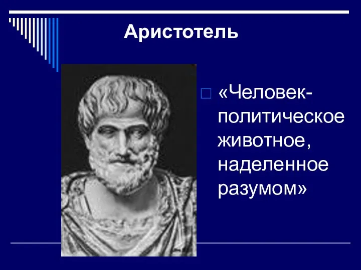 Аристотель «Человек- политическое животное, наделенное разумом»