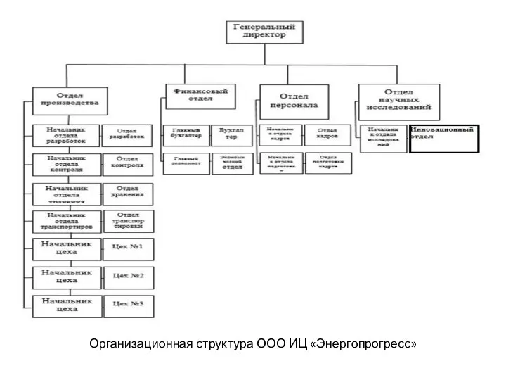 Организационная структура ООО ИЦ «Энергопрогресс»