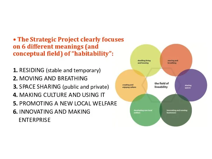 • The Strategic Project clearly focuses on 6 different meanings (and conceptual