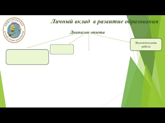 Личный вклад в развитие образования Воспитательная работа Диапазон опыта