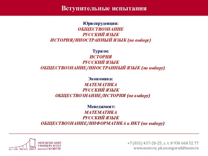 Вступительные испытания +7 (831) 437-20-25, с. т. 8 930 668 52 77