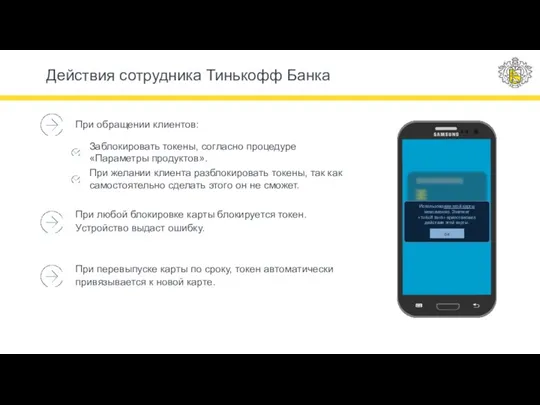 Использование этой карты невозможно. Эмитент «Tinkoff Bank» приостановил действие этой карты. Действия