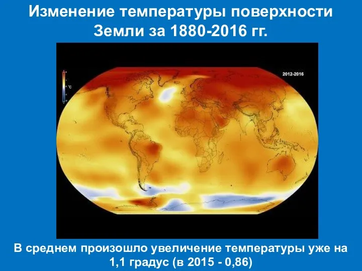 В среднем произошло увеличение температуры уже на 1,1 градус (в 2015 -