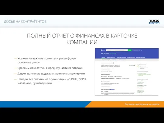 ПОЛНЫЙ ОТЧЕТ О ФИНАНСАХ В КАРТОЧКЕ КОМПАНИИ — Укажем на важные моменты