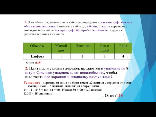 1. Для объектов, указанных в таблице, определите, какими цифрами они обозначены на