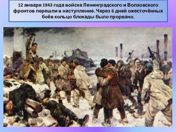 12 января 1943 года войска Ленинградского и Волховского фронтов перешли в наступление.