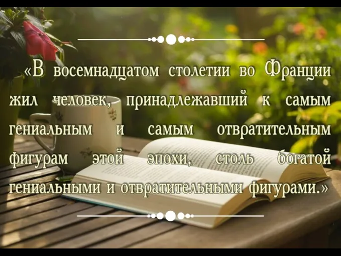 «В восемнадцатом столетии во Франции жил человек, принадлежавший к самым гениальным и