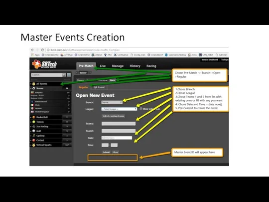 Master Events Creation
