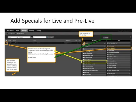 Add Specials for Live and Pre-Live