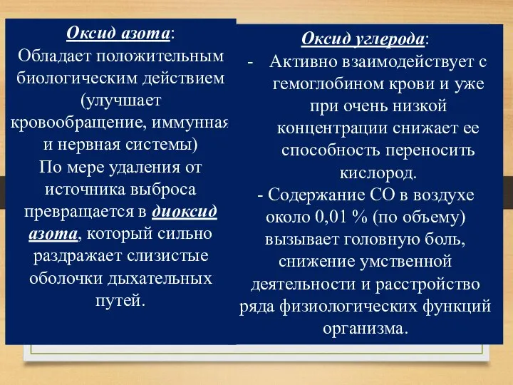 Оксид азота: Обладает положительным биологическим действием (улучшает кровообращение, иммунная и нервная системы)