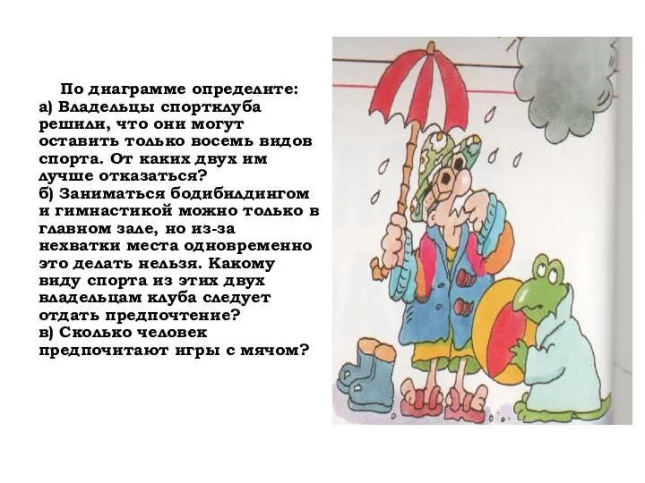 По диаграмме определите: а) Владельцы спортклуба решили, что они могут оставить только