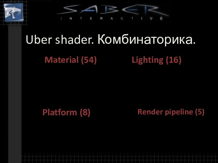 Uber shader. Комбинаторика. 2^83 Platform (8) Blend / Akill (2) - Instancing