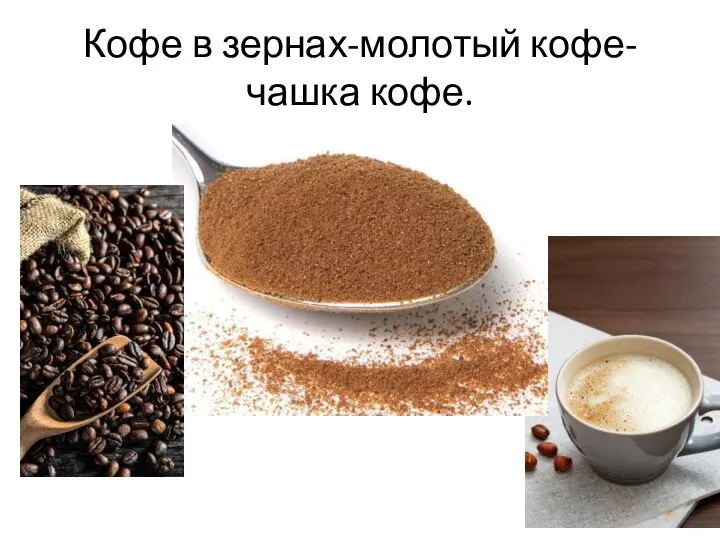 Кофе в зернах-молотый кофе-чашка кофе.