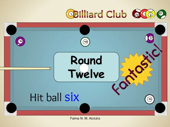 Round Twelve Hit ball six Fatma N. M. Abdulla