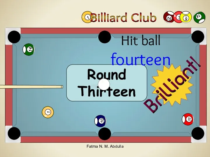 Round Thirteen Hit ball fourteen Fatma N. M. Abdulla