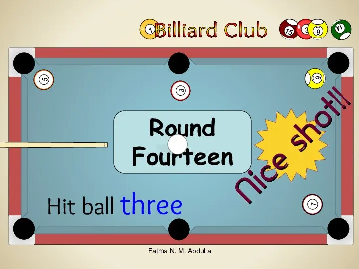 Round Fourteen Hit ball three Fatma N. M. Abdulla