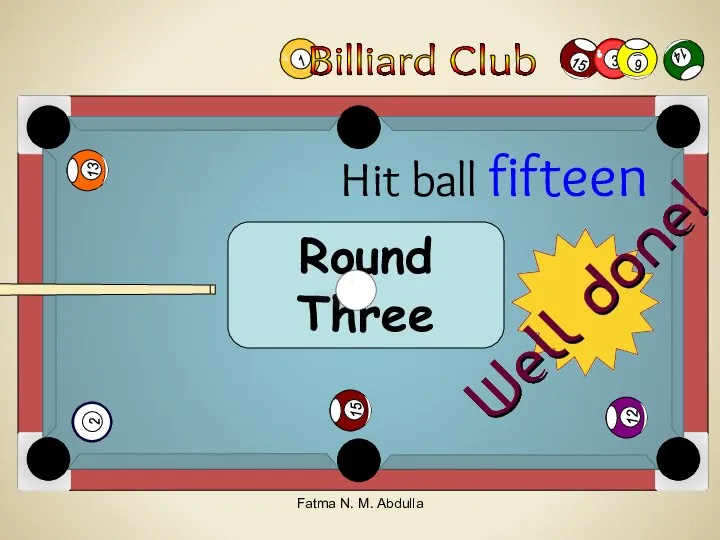 Round Three Hit ball fifteen Fatma N. M. Abdulla