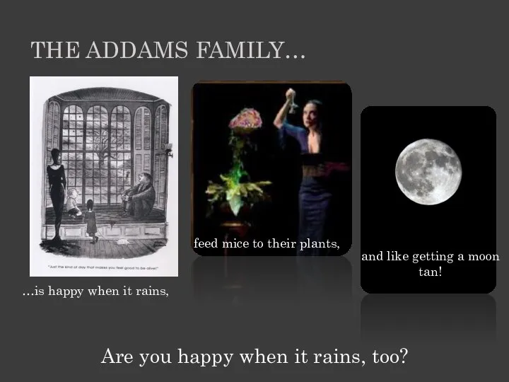 …is happy when it rains, feed mice to their plants, Are you