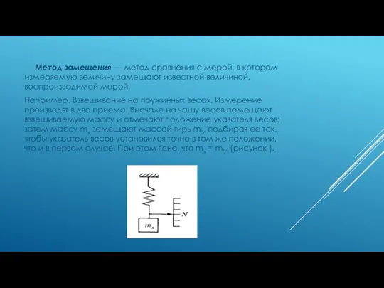 Метод замещения — метод сравнения с мерой, в котором измеряемую величину замещают