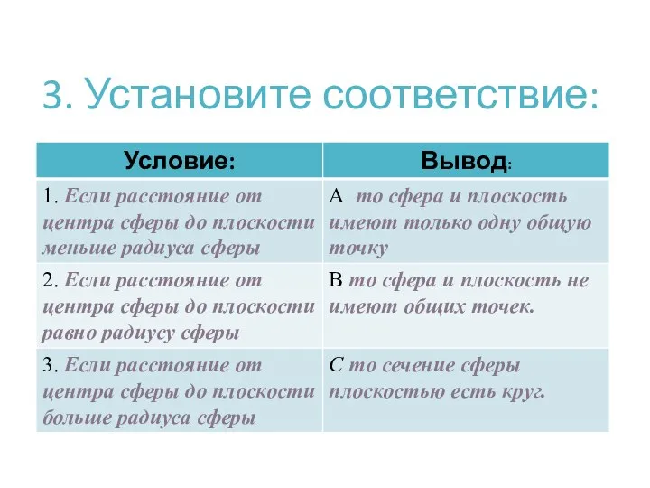 3. Установите соответствие: