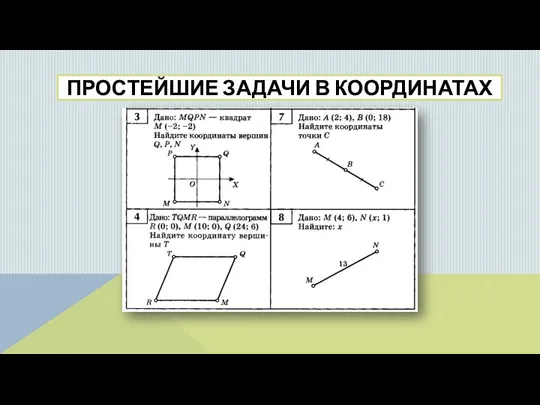 ПРОСТЕЙШИЕ ЗАДАЧИ В КООРДИНАТАХ