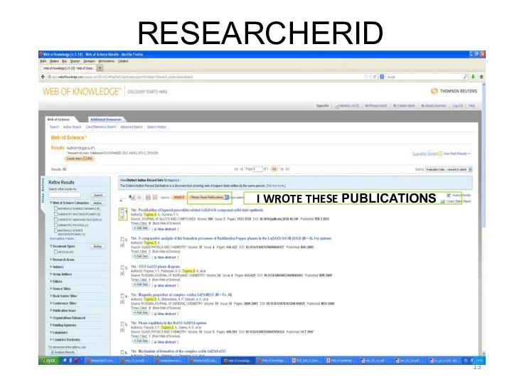 RESEARCHERID I WROTE THESE PUBLICATIONS