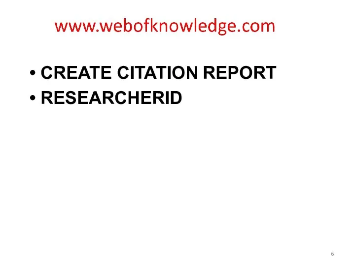 CREATE CITATION REPORT RESEARCHERID