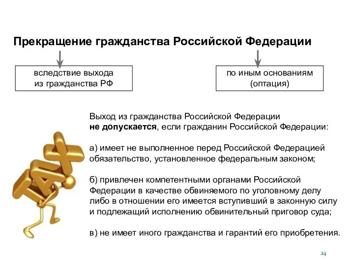 Прекращение гражданства Российской Федерации вследствие выхода из гражданства РФ по иным основаниям