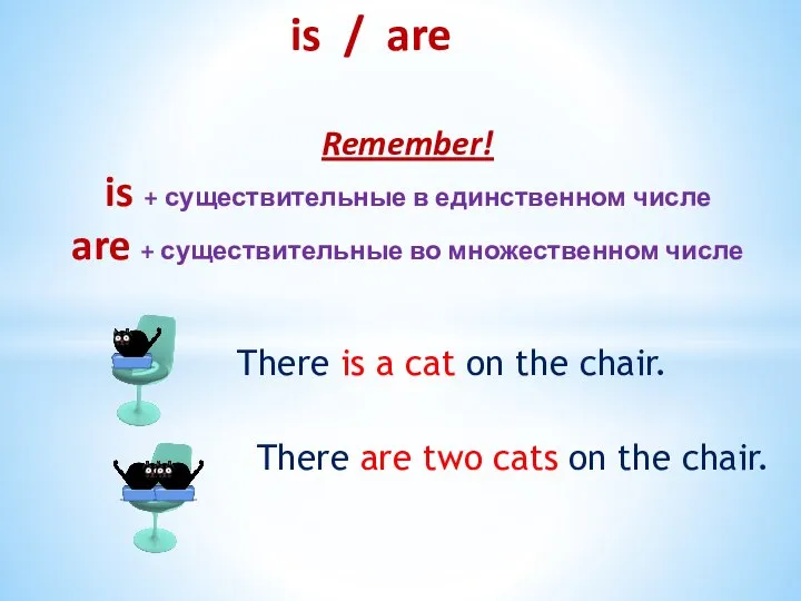 is / are Remember! is + существительные в единственном числе are +