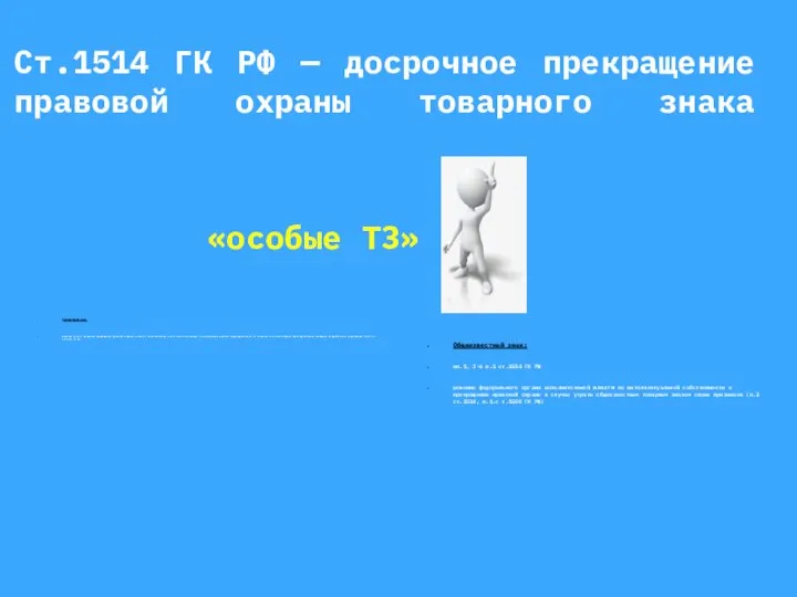 Ст.1514 ГК РФ — досрочное прекращение правовой охраны товарного знака «особые ТЗ»