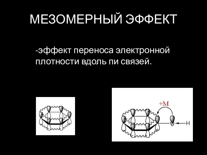 МЕЗОМЕРНЫЙ ЭФФЕКТ -эффект переноса электронной плотности вдоль пи связей.