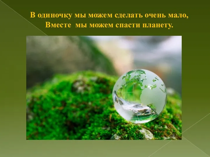 В одиночку мы можем сделать очень мало, Вместе мы можем спасти планету.