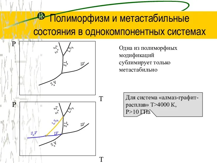 Полиморфизм и метастабильные состояния в однокомпонентных системах Одна из полиморфных модификаций сублимирует