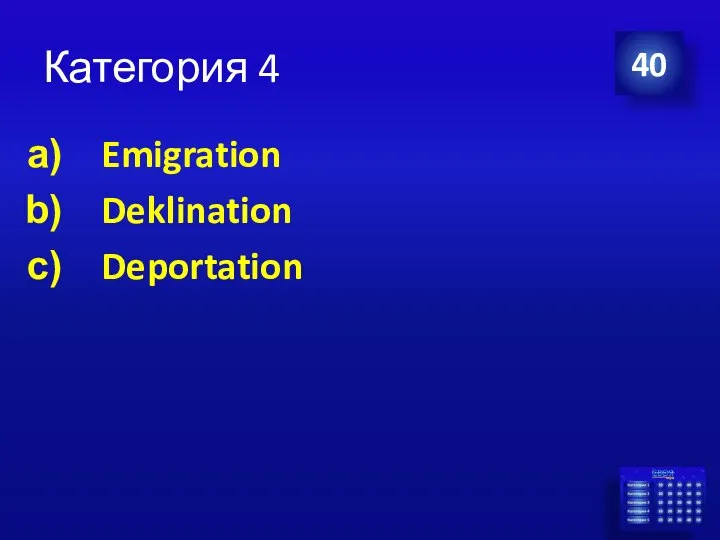 Категория 4 Emigration Deklination Deportation 40