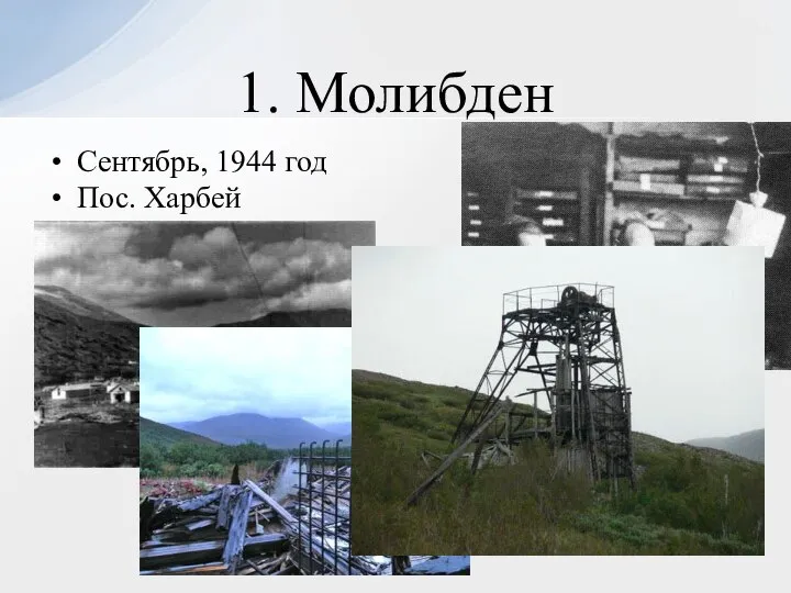 Сентябрь, 1944 год Пос. Харбей 1. Молибден