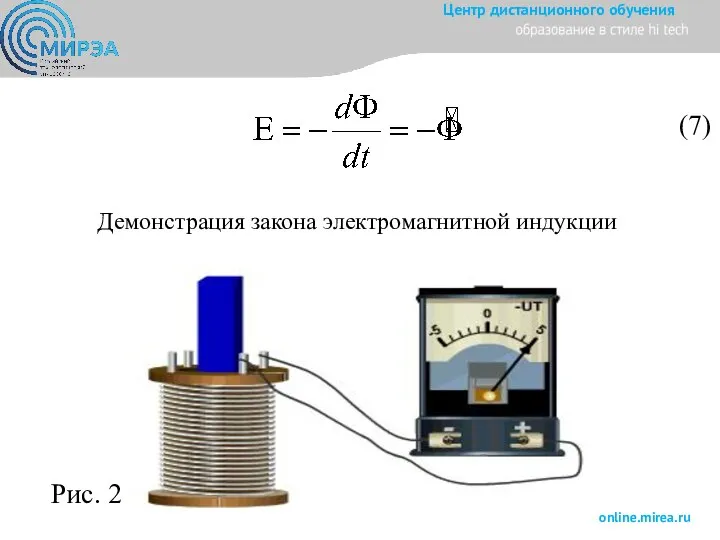 Демонстрация закона электромагнитной индукции (7) Рис. 2