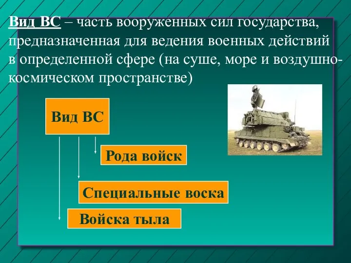 Вид ВС – часть вооруженных сил государства, предназначенная для ведения военных действий