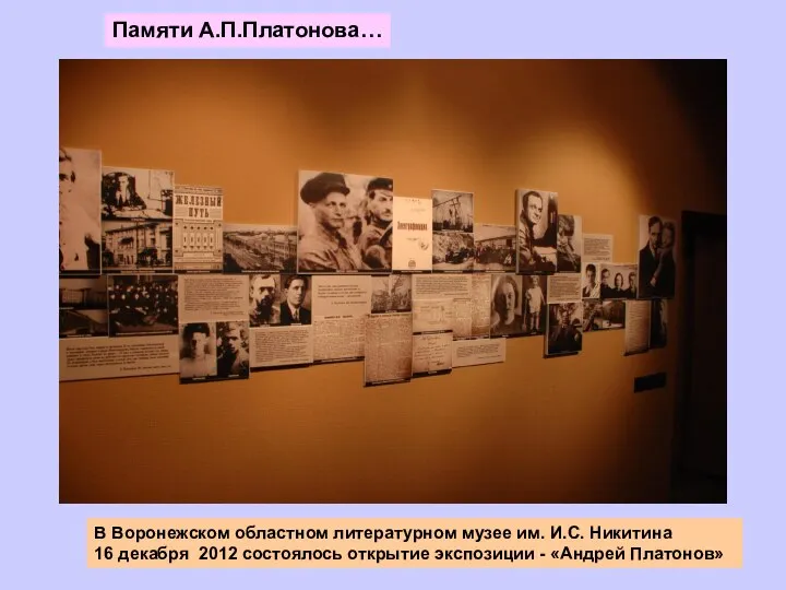 В Воронежском областном литературном музее им. И.С. Никитина 16 декабря 2012 состоялось