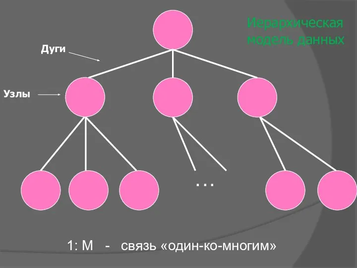 . . . Дуги Узлы 1: М - связь «один-ко-многим» Иерархическая модель данных