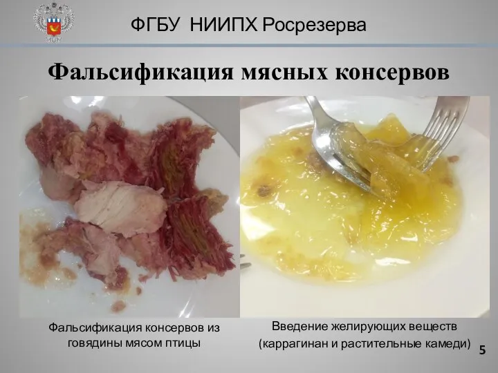 ФГБУ НИИПХ Росрезерва Фальсификация мясных консервов Фальсификация консервов из говядины мясом птицы