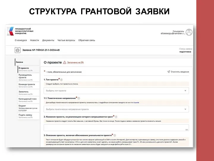 СТРУКТУРА ГРАНТОВОЙ ЗАЯВКИ