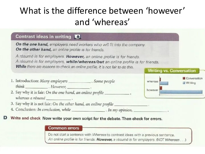 What is the difference between ‘however’ and ‘whereas’